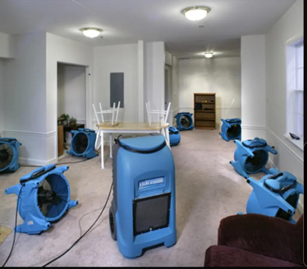Air movers and dehumidifier setup for Water Extraction & Removal in San Mateo
